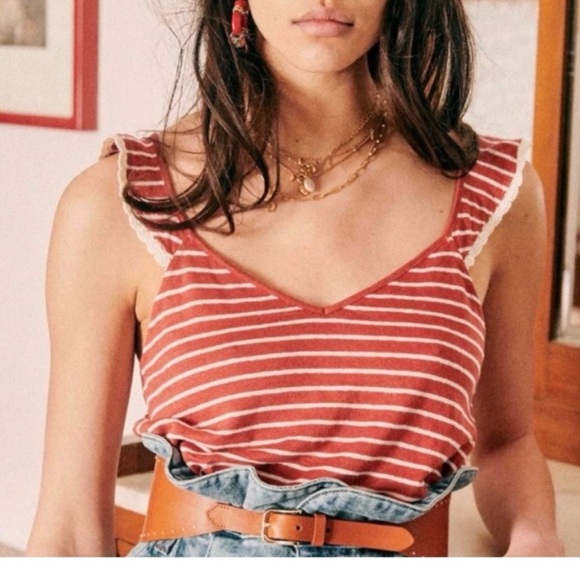 Sezane Tops - Sezane noemie top linen striped